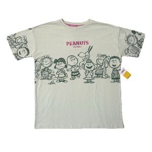 NWT Women XS Peanuts by Schulz Embroidered T-Shirt Charlie Brown Graphic Tee
